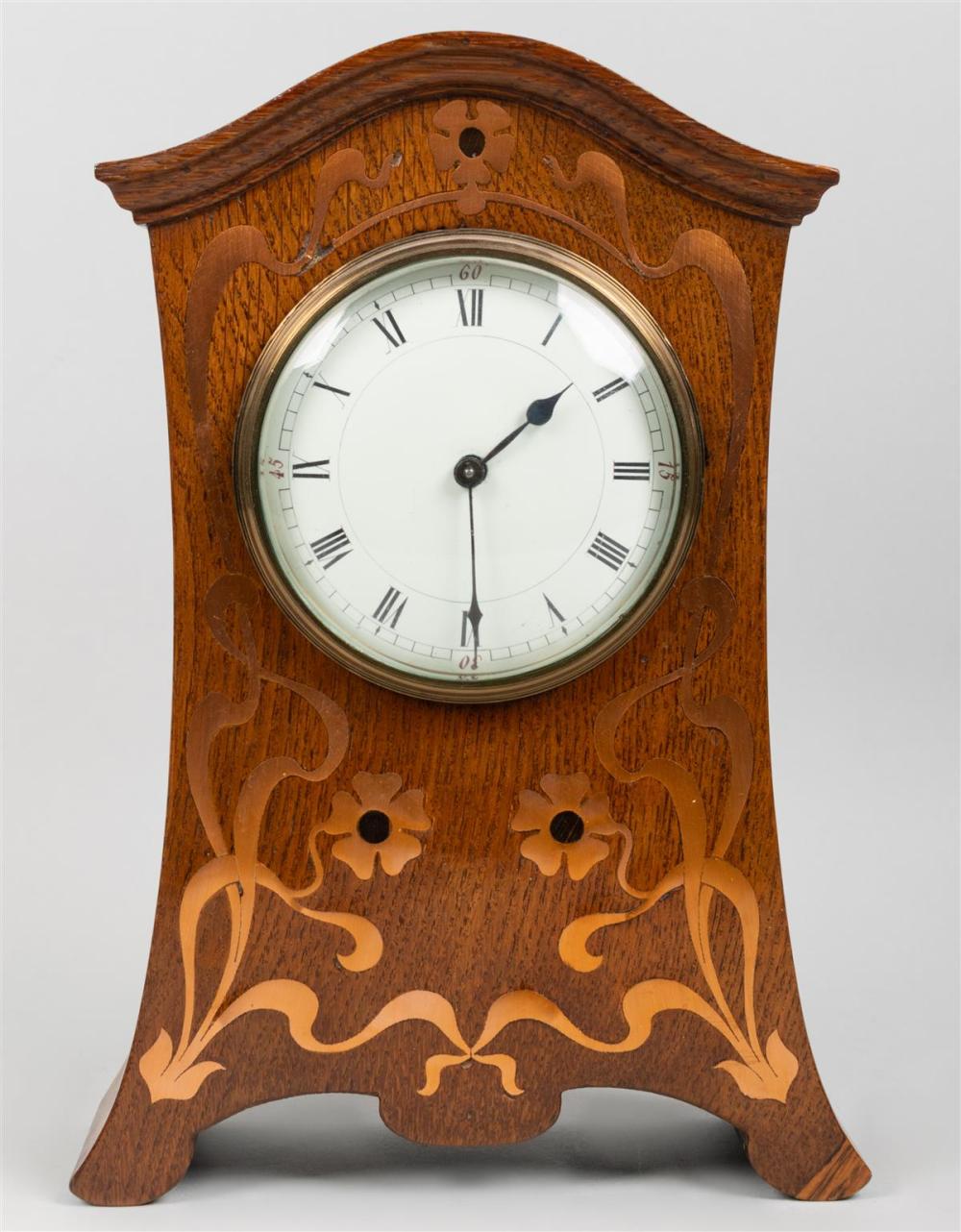 ART NOUVEAU MARQUETRY SHELF CLOCK