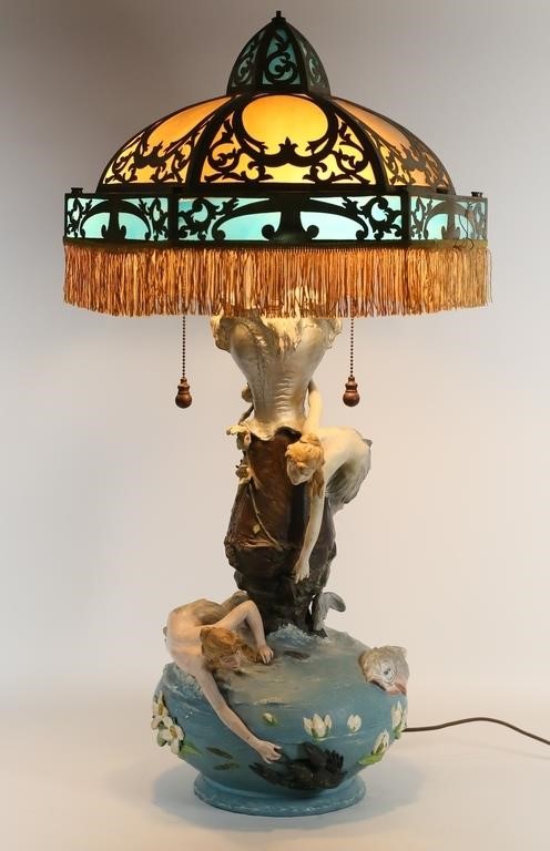ART NOUVEAU MERMAID SLAG GLASS