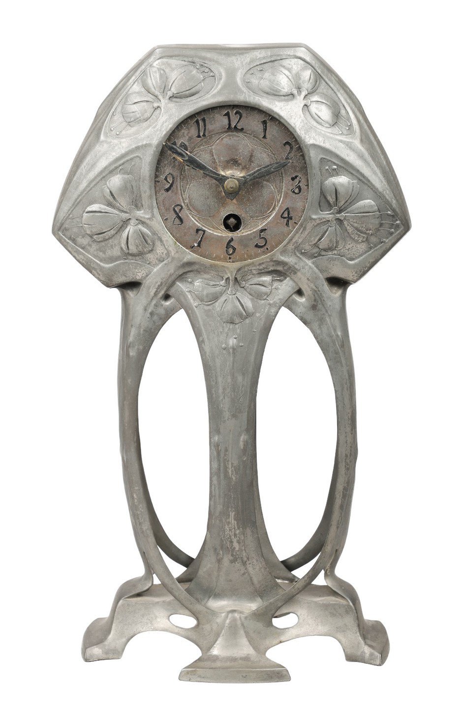 Art Nouveau Osiris pewter clock,