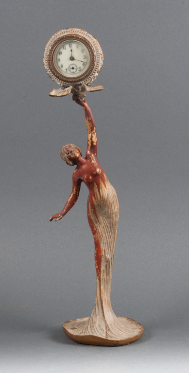 Art Nouveau painted cast brass