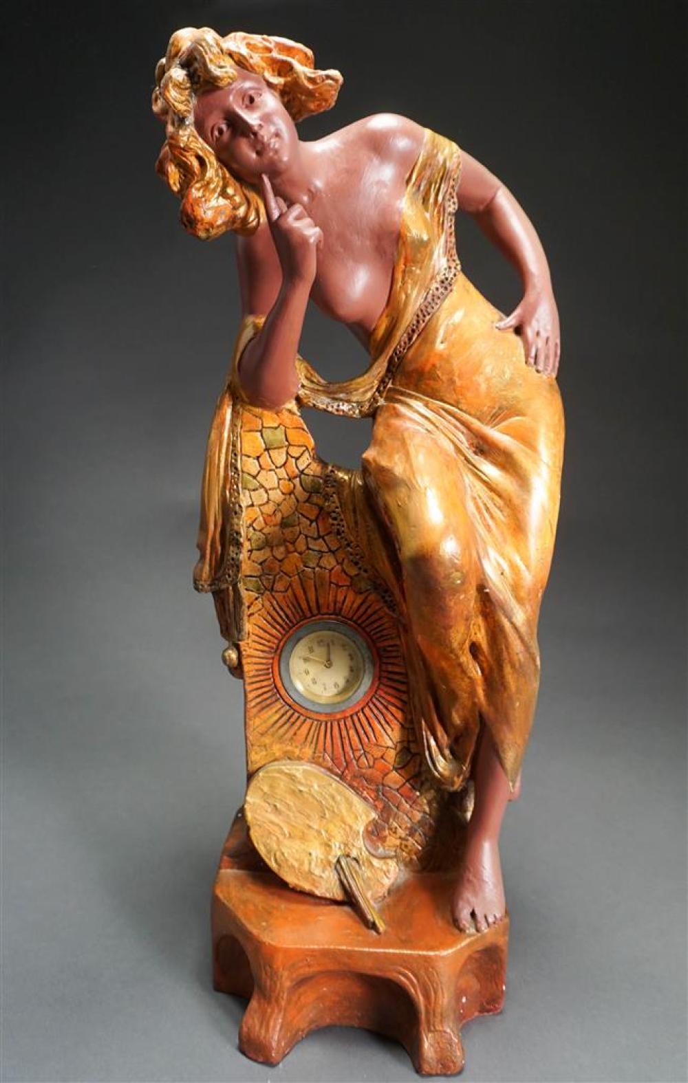 ART NOUVEAU PAINTED CERAMIC FIGURAL