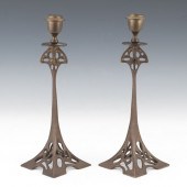 ART NOUVEAU PAIR OF PATINATED