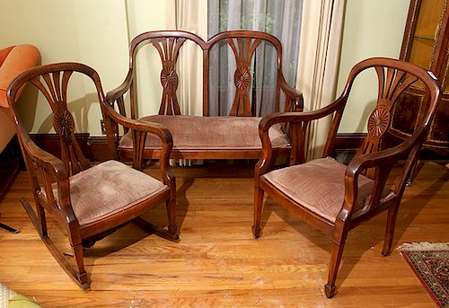 ART NOUVEAU PARLOR SUITEA walnut