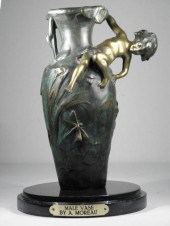 Art Nouveau patinated bronze r
