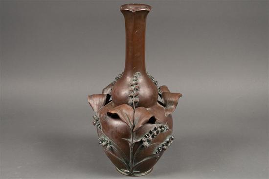 Art Nouveau patinated bronze vase