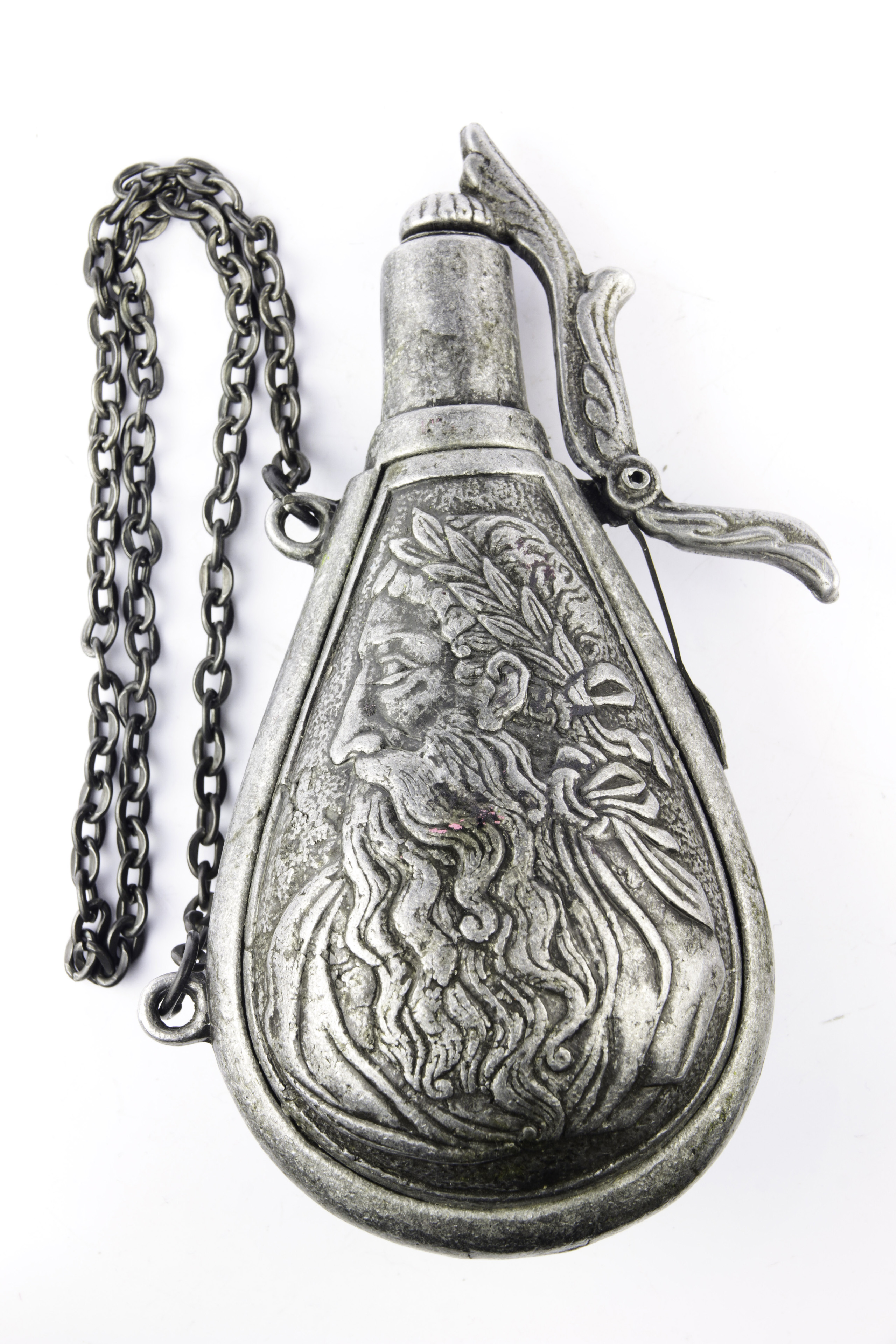 ART NOUVEAU PEWTER GUNPOWDER HORN