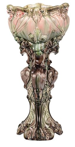 ART NOUVEAU POTTERY PEDESTAL