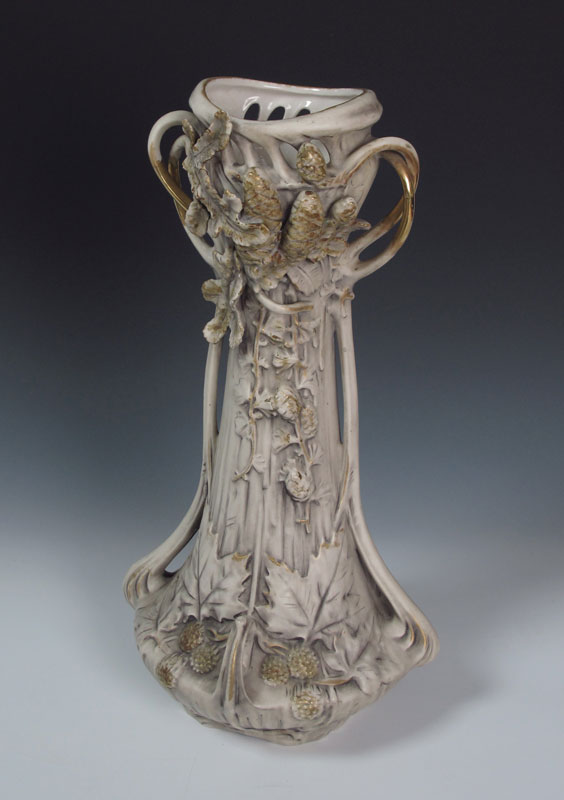 ART NOUVEAU ROYAL DUX VASE: A large