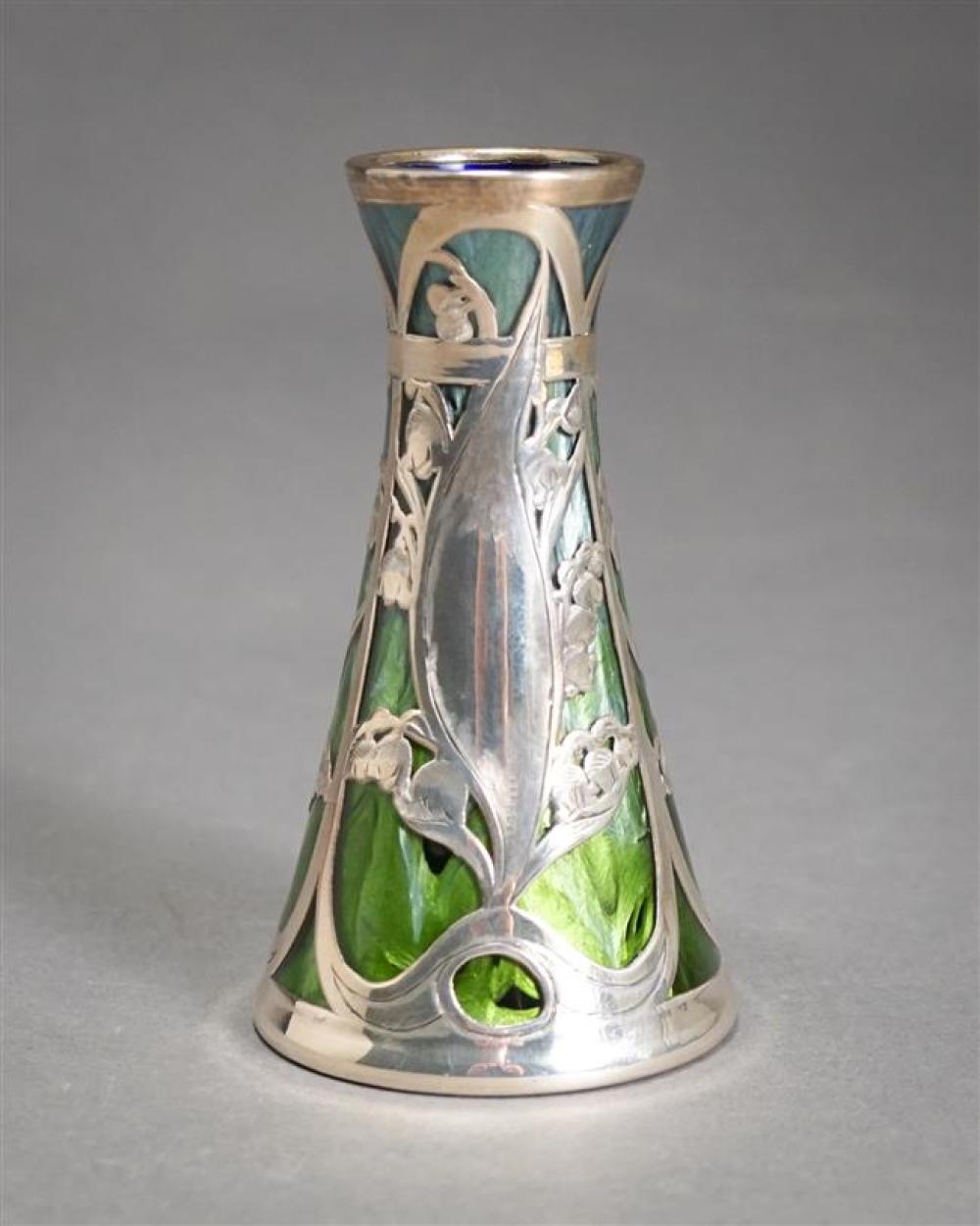 ART NOUVEAU SILVER OVERLAY GLASS