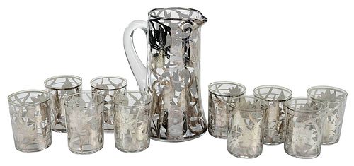 ART NOUVEAU SILVER OVERLAY GLASS
