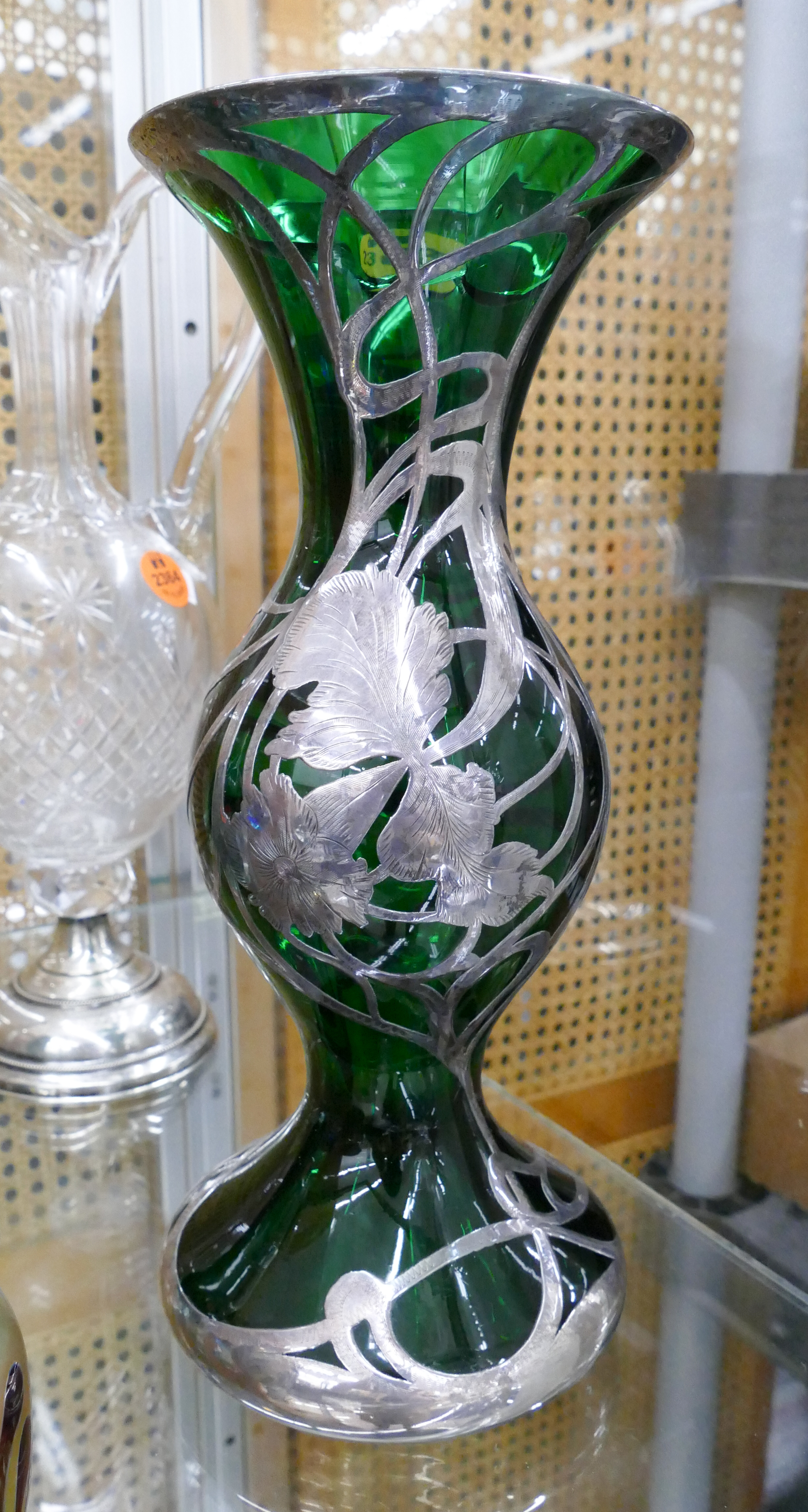 Art Nouveau Silver Overlay Green
