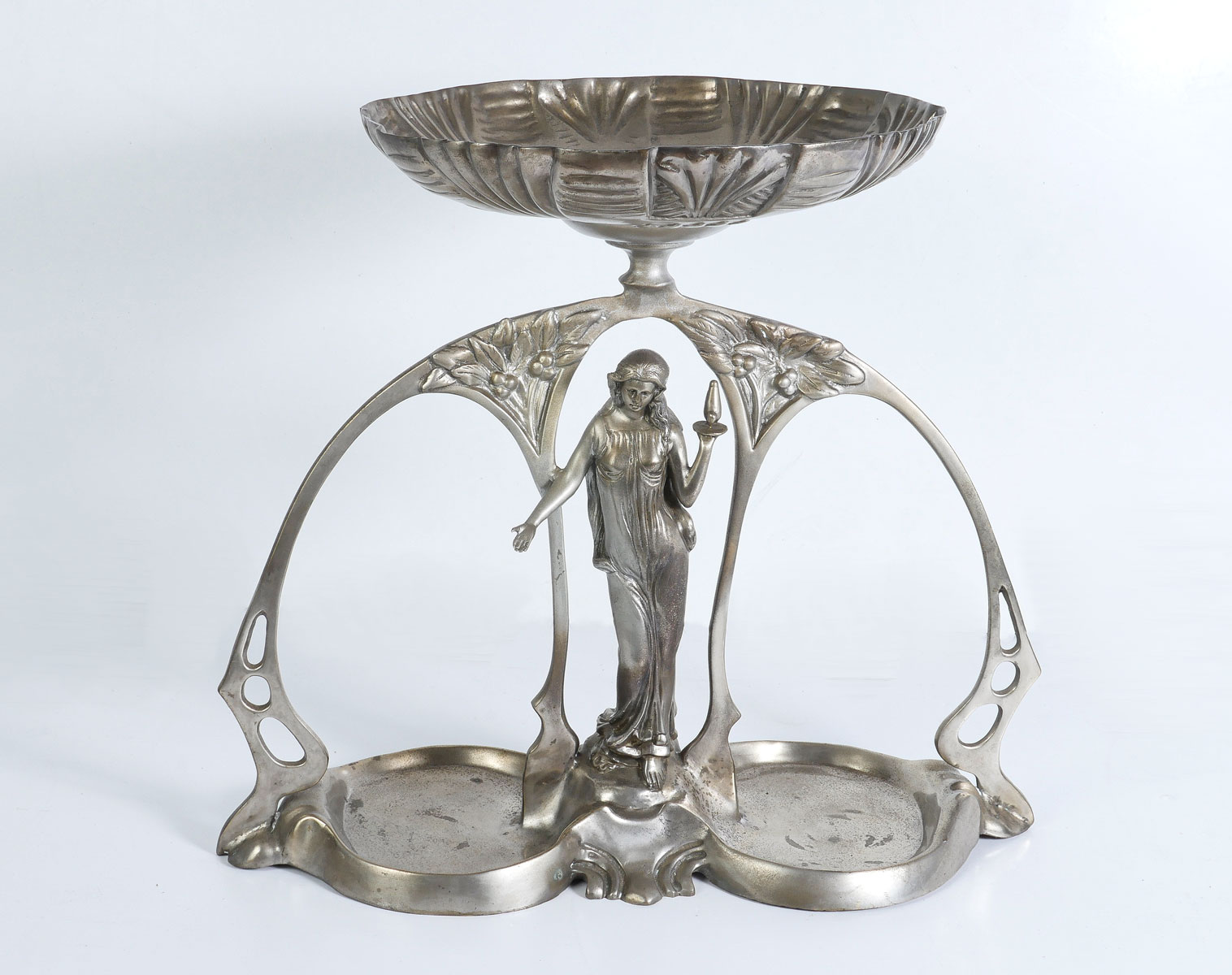 ART NOUVEAU SILVERED BRONZE FIGURAL
