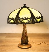 ART NOUVEAU SLAG GLASS TABLE L