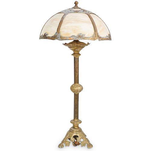 ART NOUVEAU SLAG GLASS TABLE