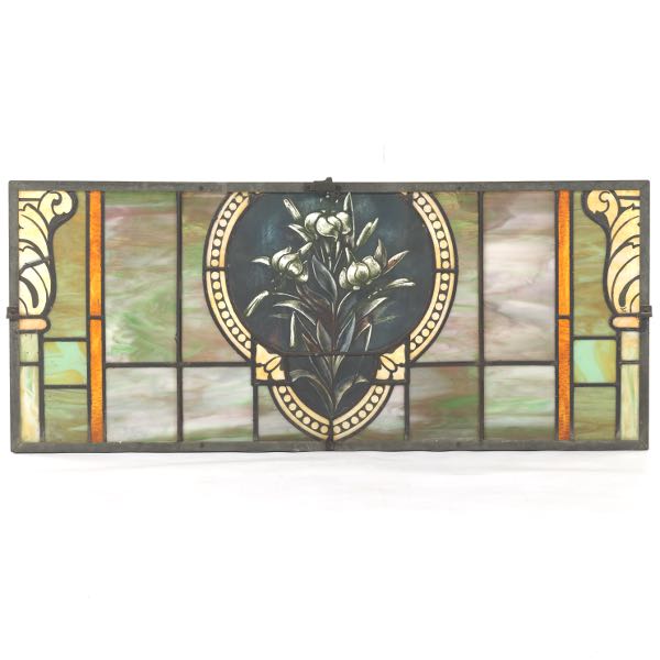 ART NOUVEAU STAINED GLASS PANEL,