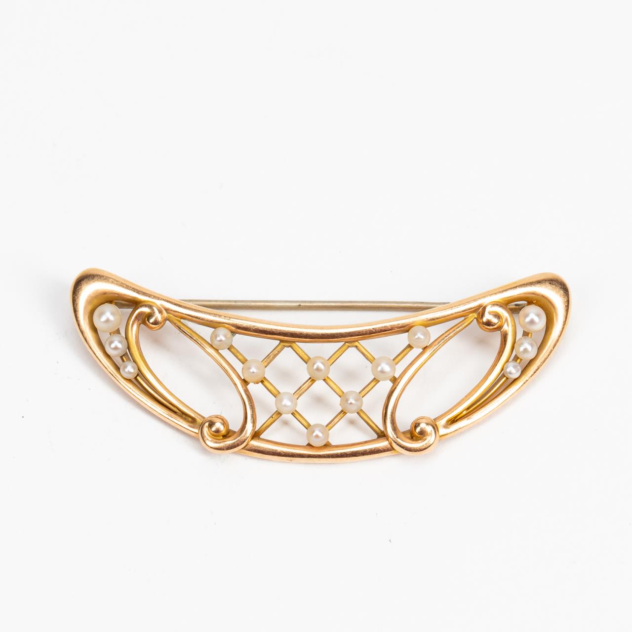 ART NOUVEAU STYLE 14K YELLOW GOLD &