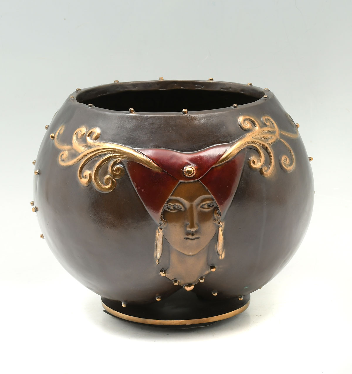 ART NOUVEAU STYLE ENAMELED VASE: