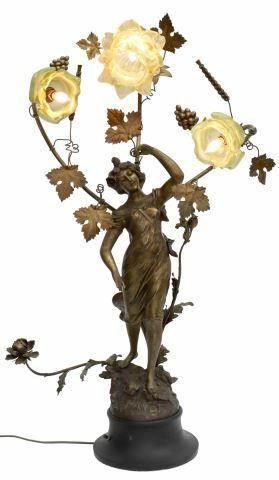 ART NOUVEAU STYLE FIGURAL 3-LT LAMP