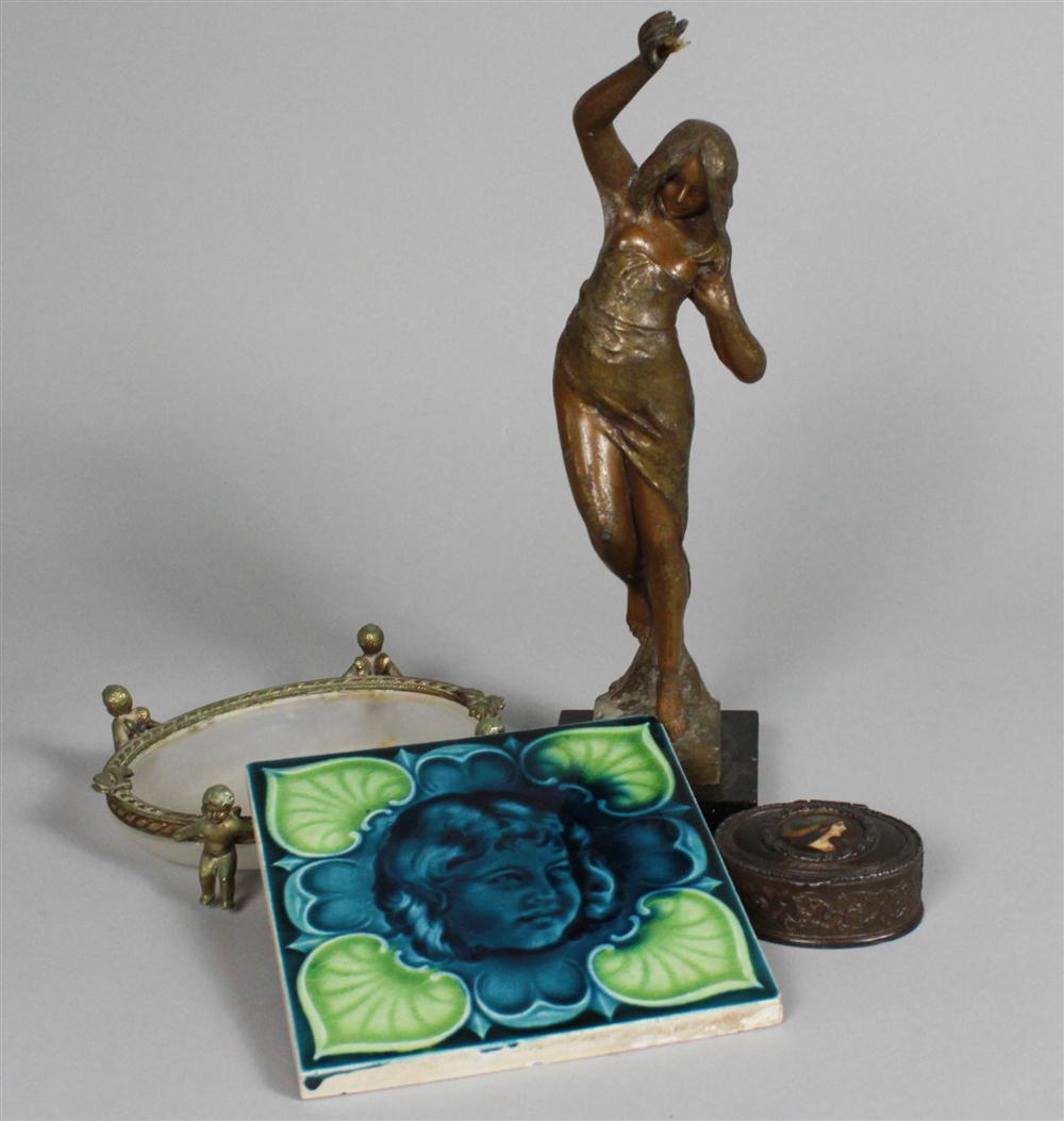 ART NOUVEAU STYLE GILT METAL LAMP