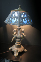 ART NOUVEAU STYLE SLAG GLASS T