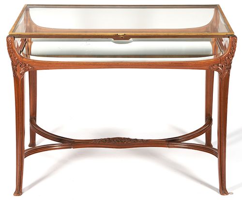 ART NOUVEAU TABLE VITRINE OR