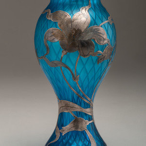 Art Nouveau Vase glass, silver