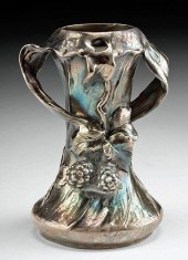 ART NOUVEAU VASE SILVER OVERLA
