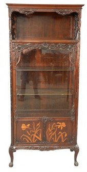 ART NOUVEAU VITRINE, WITH GALL