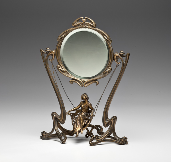 Art Noveau Bronze Figural Mirror