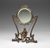 Art Noveau Bronze Figural Mirr