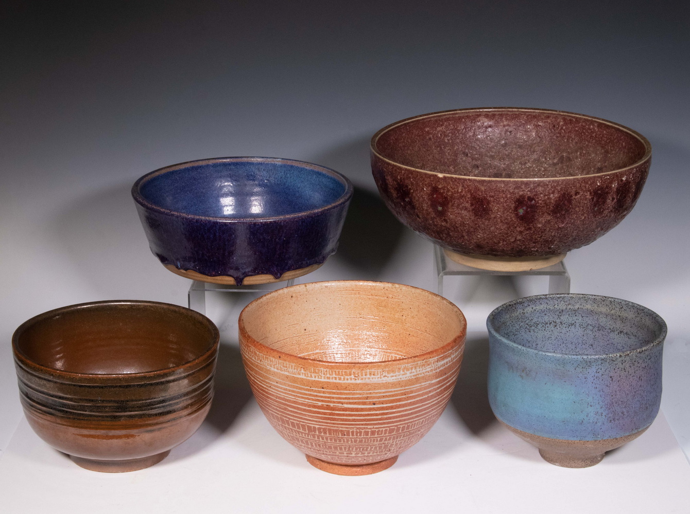 ART POTTERY BOWLS Group of (5) Late