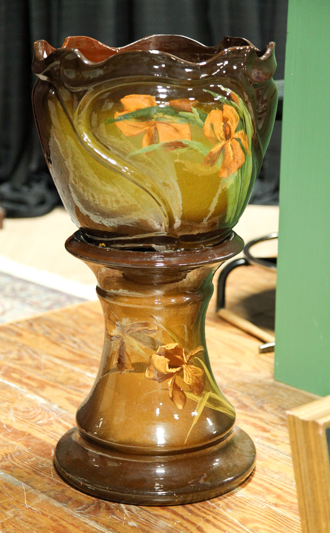 ART POTTERY JARDINIERE AND