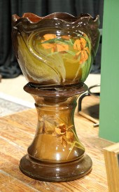 ART POTTERY JARDINIERE AND PED