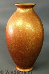 Art pottery luster vase with a