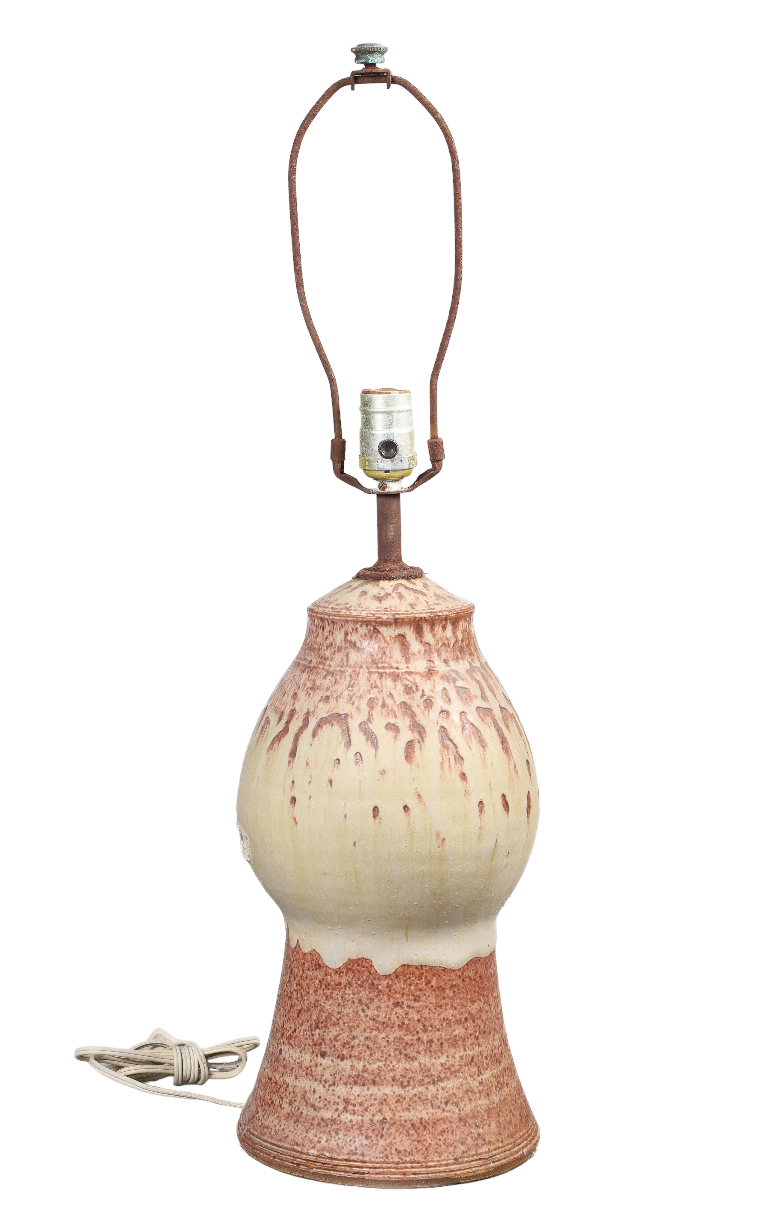 Art pottery table lamp, 14-1/2" h