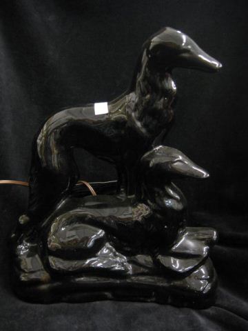 Art Pottery TV Lamp with Dogs