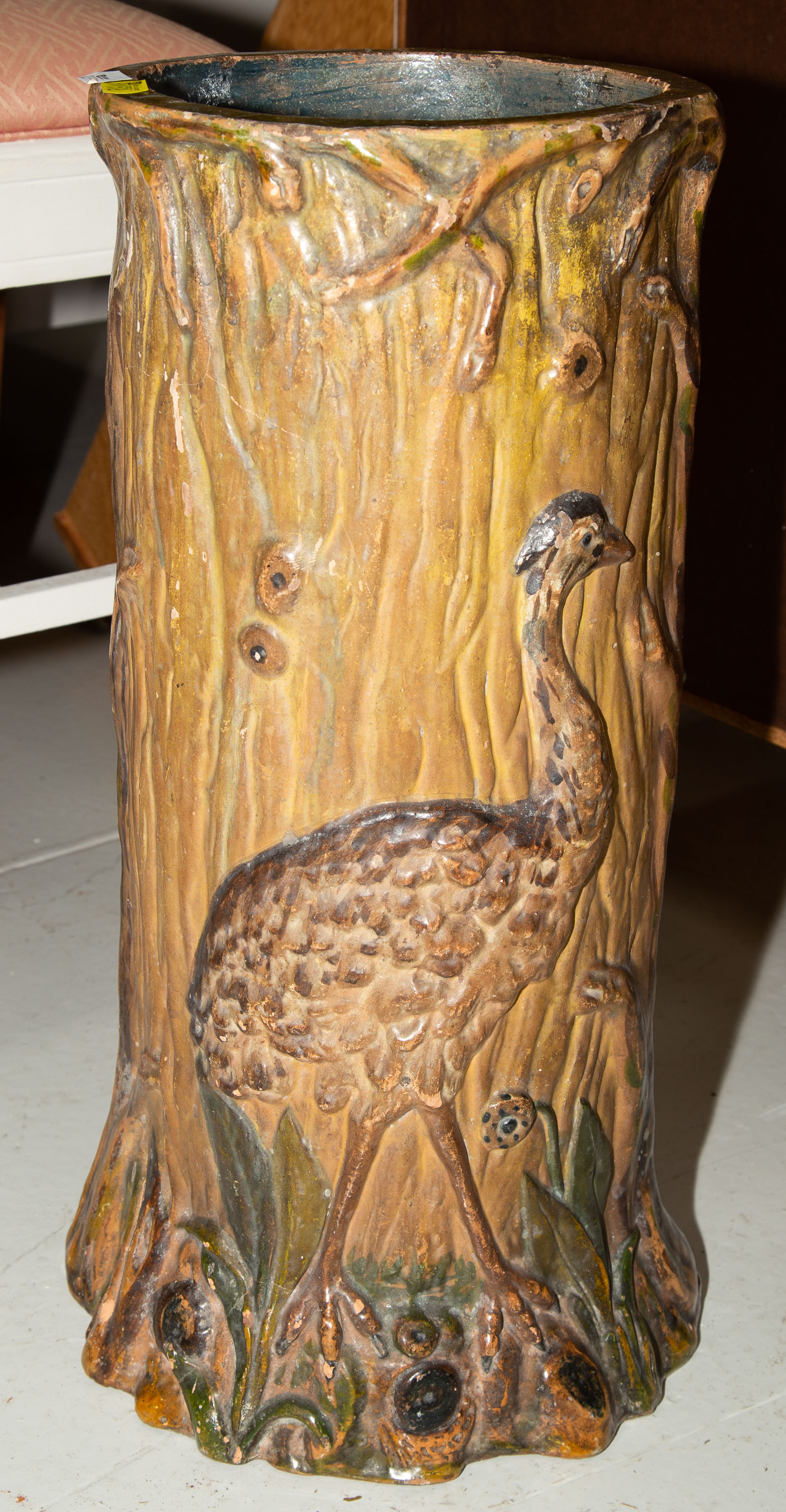 ART POTTERY UMBRELLA STAND WITH A