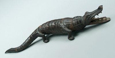 Articulated wooden alligator,