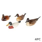 ARTISAN CARVED WOODEN DUCK DEC