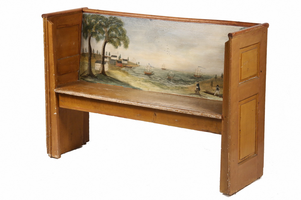 ARTIST PAINTED CHURCH PEW - 18th
