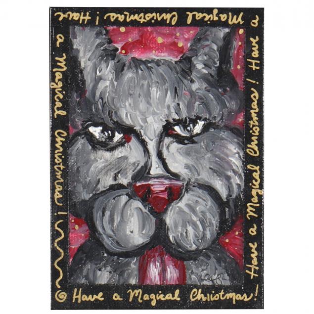 ARTIST SIGNED PAINTING OF A DOG Oil