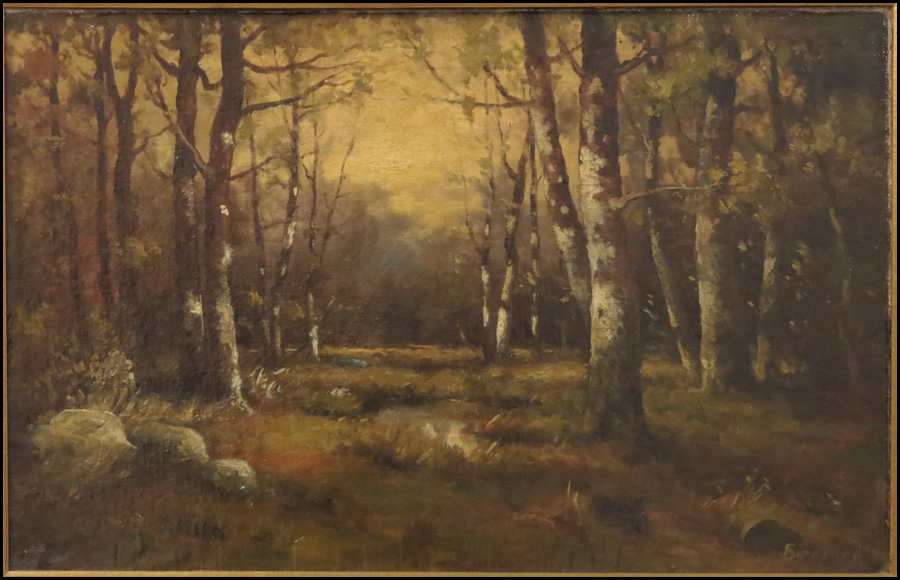 ARTIST UNKNOWN BIRCH TREES. Oil