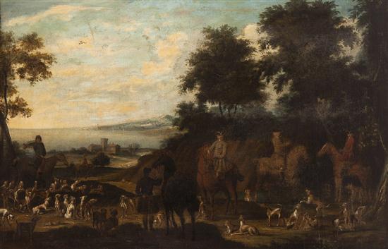 Artist Unknown Hunting Scene oil on