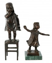 ARTIST UNKNOWN: TWO BRONZE FIG
