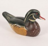 Artist wood duck decoy; signed