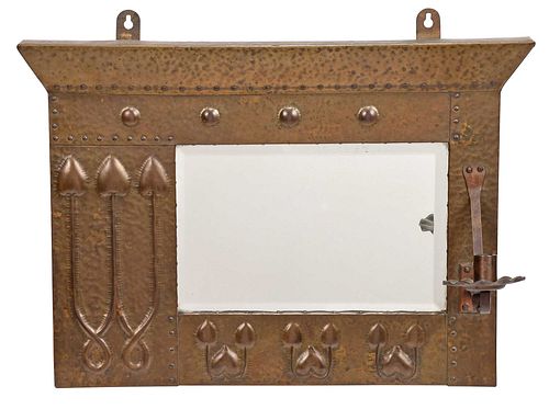 ARTS AND CRAFTS HAMMERED BRASS WALL