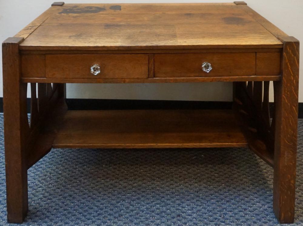 ARTS AND CRAFTS STYLE OAK DESK,
