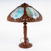 ARTS & CRAFT SLAG GLASS LAMPIn