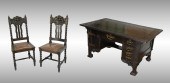 ARTS & CRAFTS DESK AND PAIR OF
