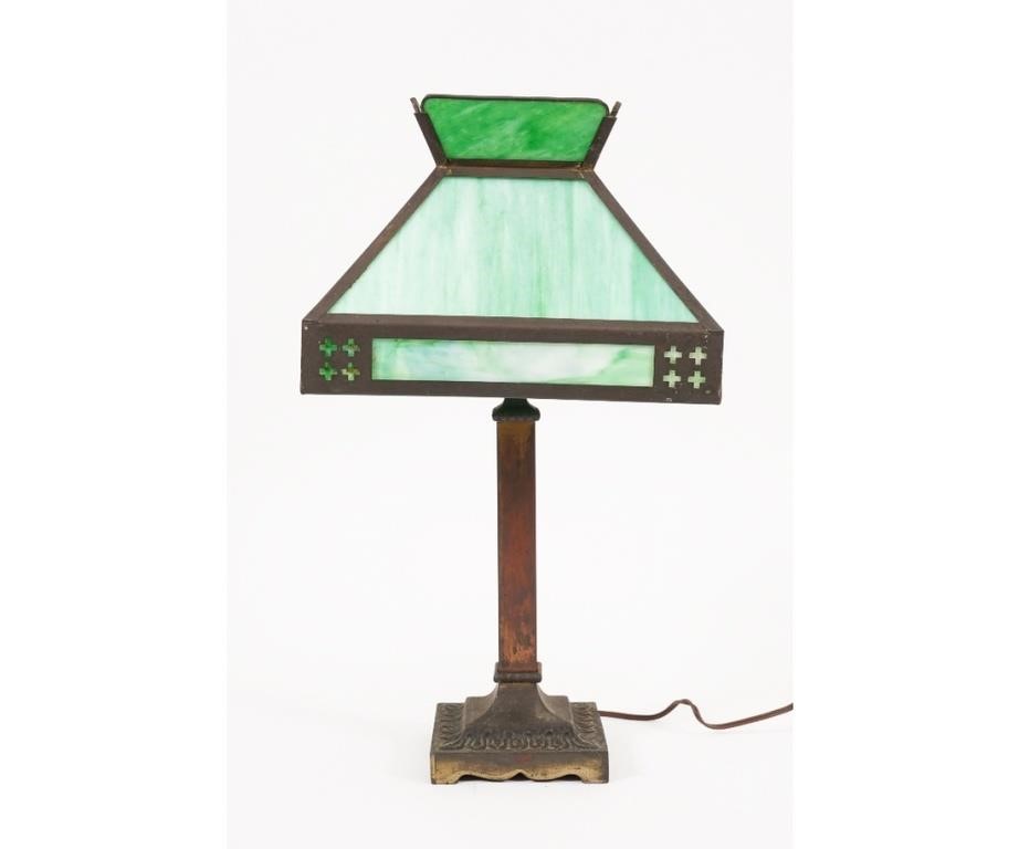 Arts & Crafts green panel slag